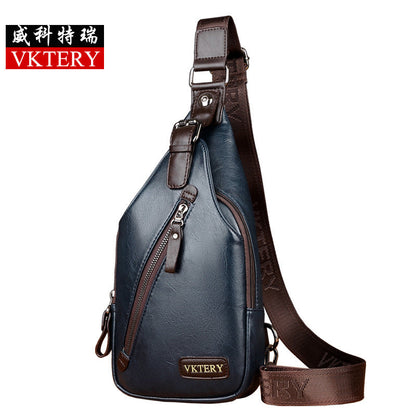 Vicoteri trendy men's chest bag Korean style fashion black men's chest bag British crossbody men's chest bag