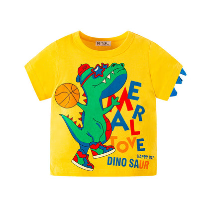 be top children's clothing new dinosaur children's Korean version cartoon short-sleeved summer clothing fashionable and trendy one-piece distribution