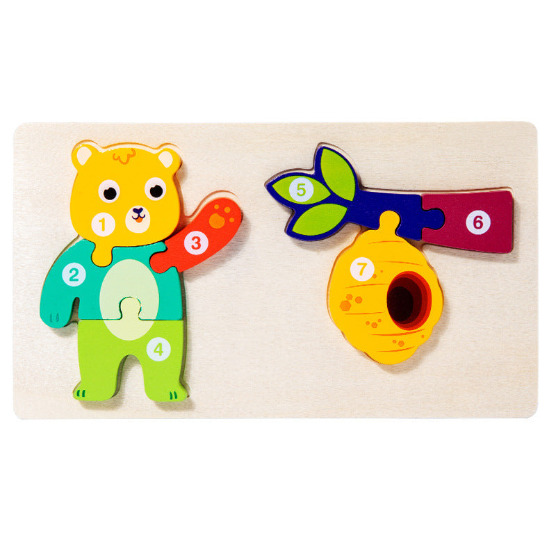 Cross-border children's wooden early education food chain animal color matching cognitive 3d three-dimensional jigsaw puzzle educational toys