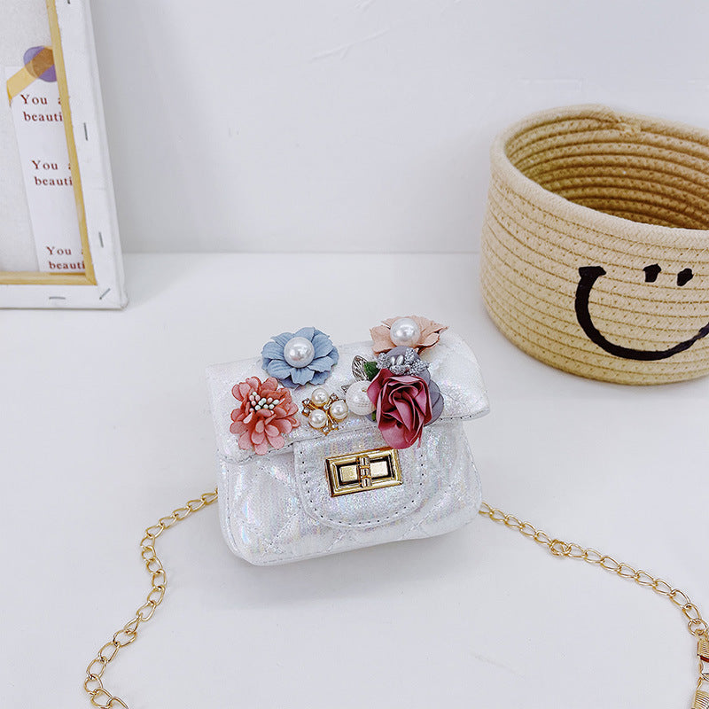 Korean fashion small square bag cartoon bunny pendant girl accessories bag shiny small square bag crossbody children's bag