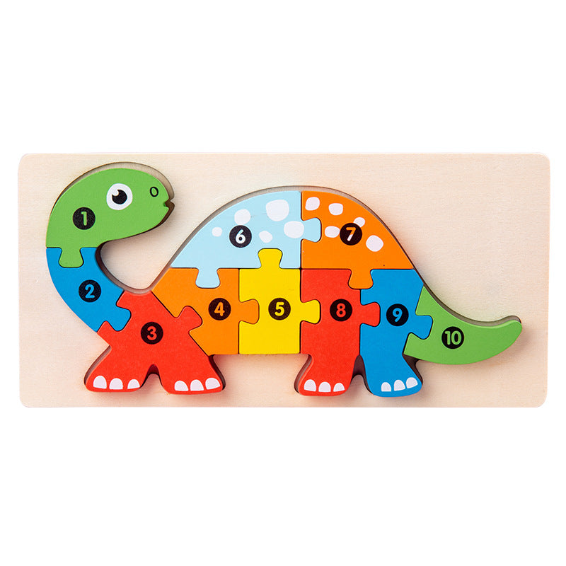 Wooden early education cognitive children's educational toys building blocks animal transportation shape matching 3d three-dimensional puzzle wholesale