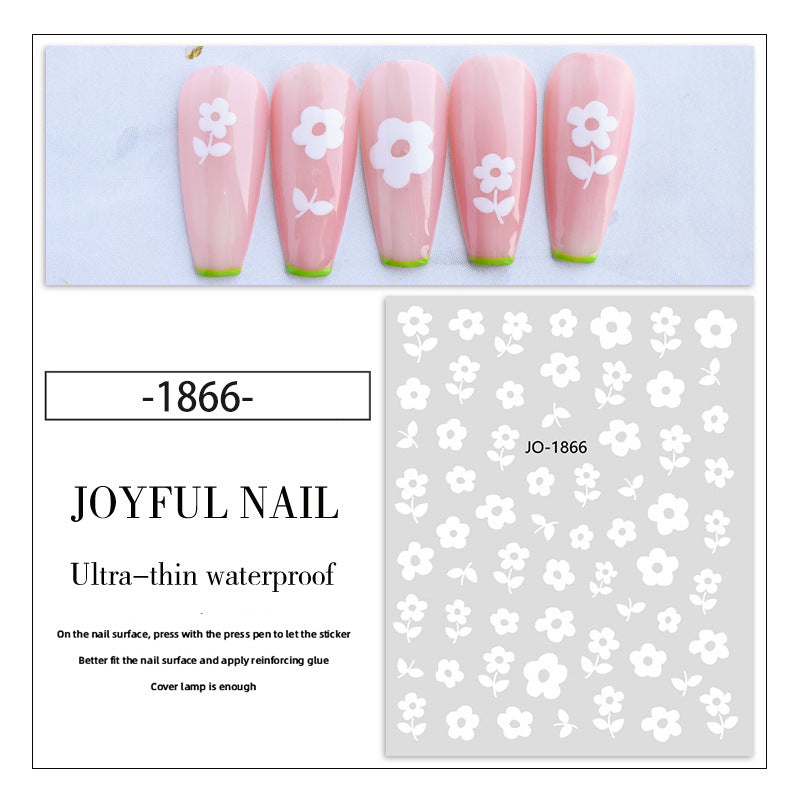 Nail stickers wholesale white flower ice flower stickers small white flower nail stickers waterproof with adhesive backing nail stickers