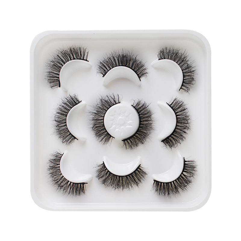 Dingsen false eyelashes factory cross-border stable supply fried hair a total of 5 pairs of messy thick eyelashes