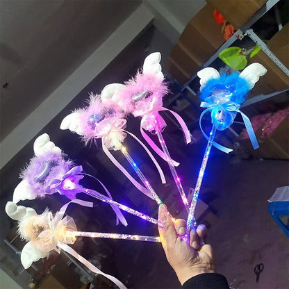 New style street stall drainage flashing light children's toys luminous cartoon star ball angel fairy stick wave ball magic wand