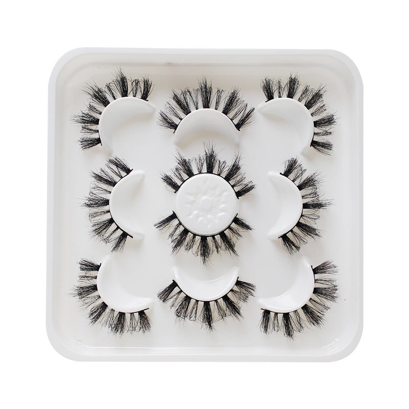 Dingsen false eyelashes factory cross-border stable supply fried hair series a total of 5 pairs of natural thick large curvature