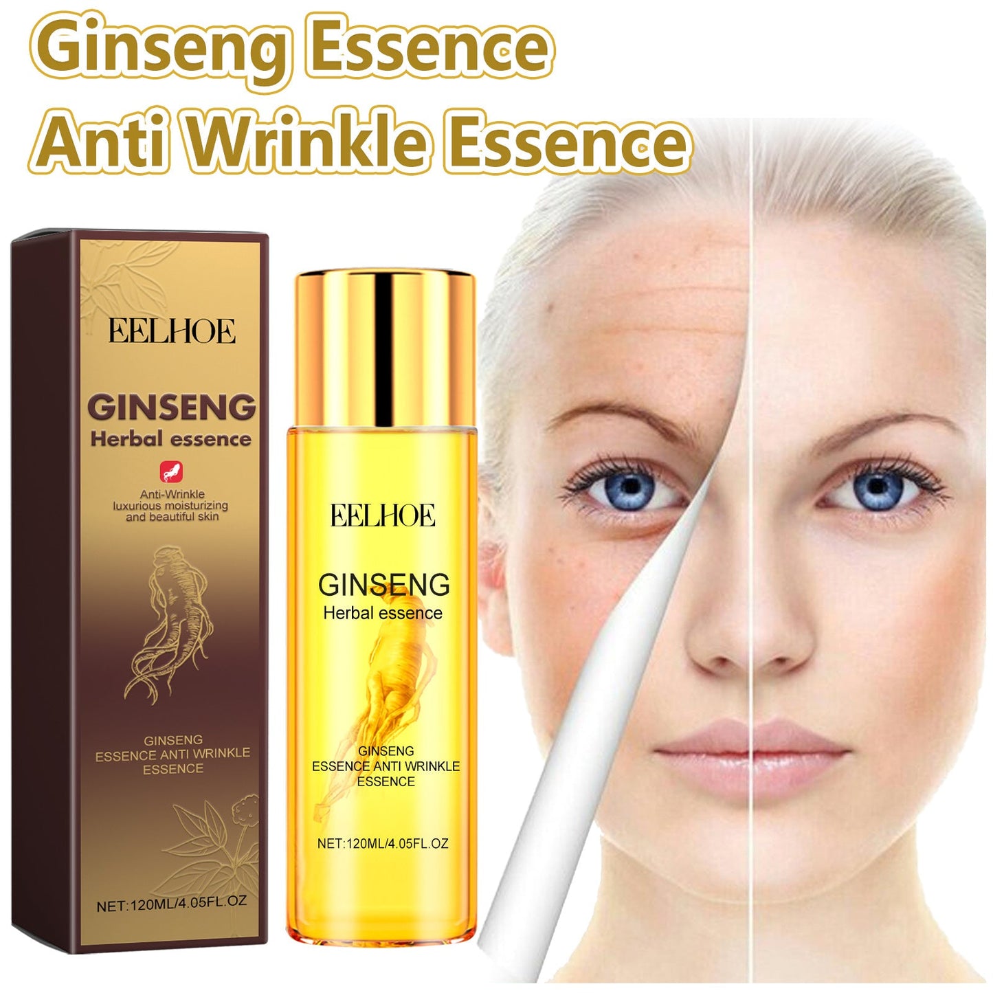 EELHOE Ginseng Polypeptide Anti-Wrinkle Essence ជួយកាត់បន្ថយភាពជ្រីវជ្រួញ និងបន្តឹងស្បែកមុខ ធ្វើអោយស្បែកទន់ រលោង និងយឺត។ 