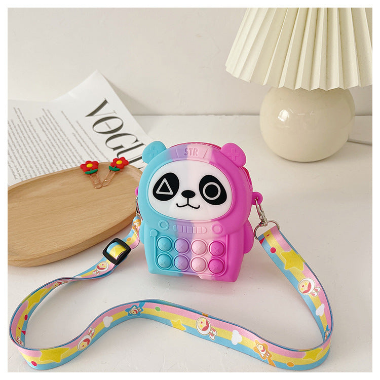 Cartoon Little Panda Baby Coin Purse Bubble Silicone Children's Messenger Bag Color Lollipop Children's Bag Wholesale