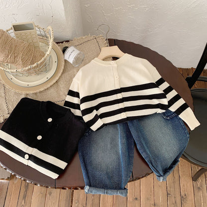 Children's jacket Bangcheng 2024 spring children's clothing new striped cardigan boys and girls pure cotton shirt MY0001