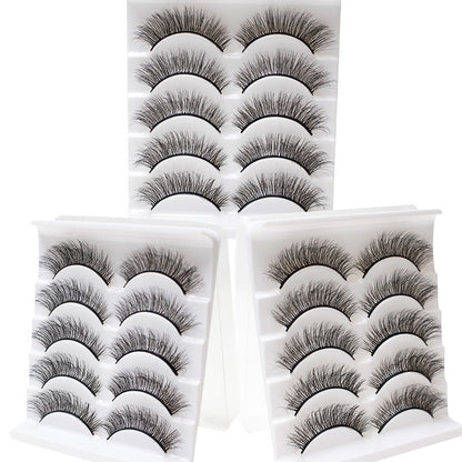 DINGSEN eyelash factory cross-border stable supply 5 pairs of 3D three-dimensional false eyelashes curling all-purpose eyelashes