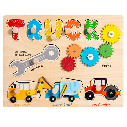 Children's wooden Montessori early education teaching aids multifunctional busy board three-dimensional jigsaw puzzle cognitive matching educational toys