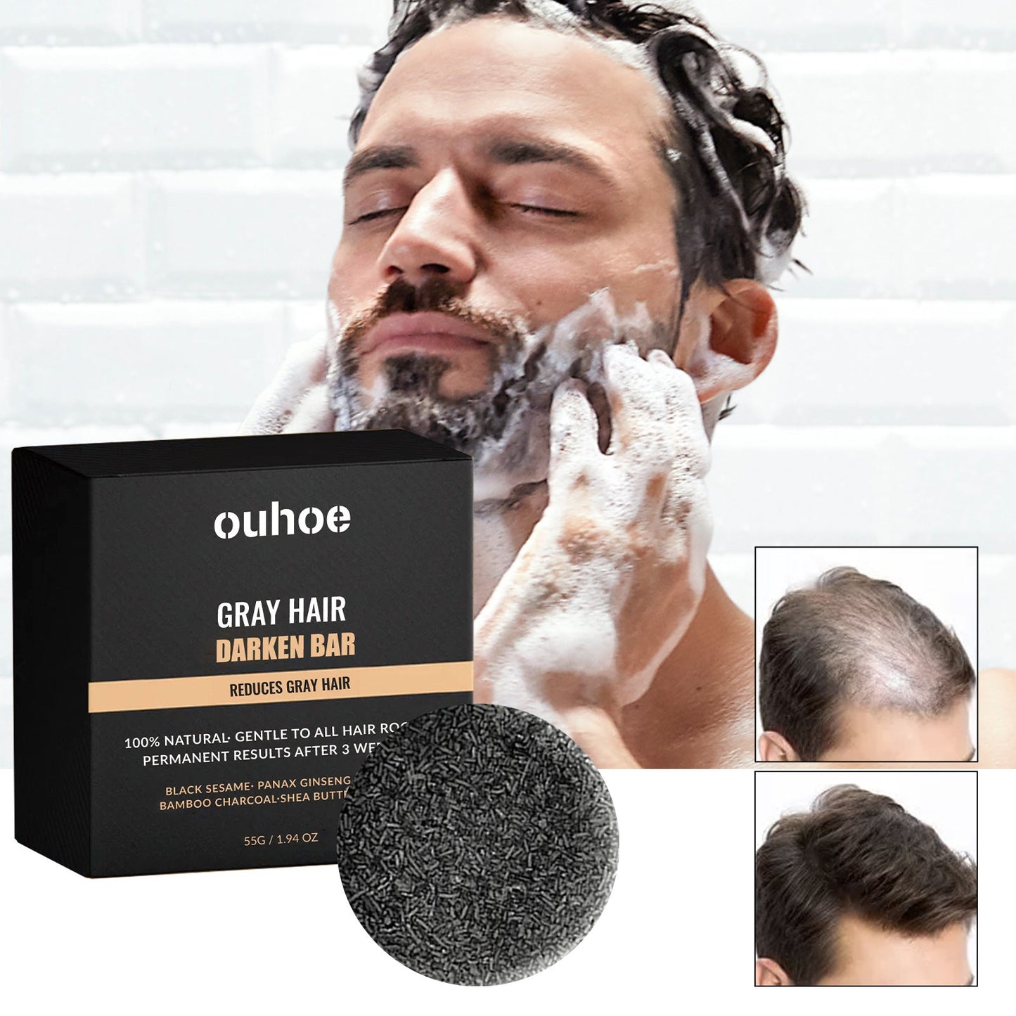 OUHOE black hair soap repair black hair solid hair massage moisturizing hair black hair soap black hair cleansing care soap 