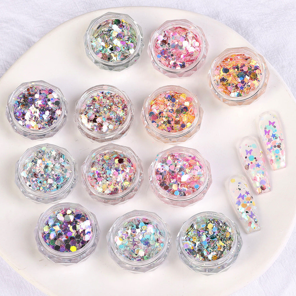 New nail art sequins cat eye fantasy color large sequins super flash all-match ultra-thin nail decoration mixed 6 colors set