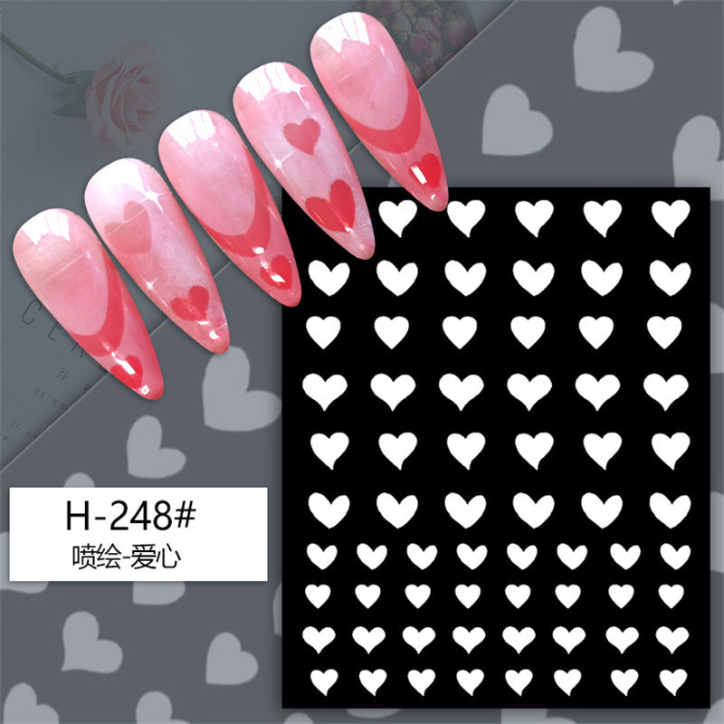 Japanese nail art spray painting stickers cross-border supply bear star French hollow love butterfly nail stickers wholesale