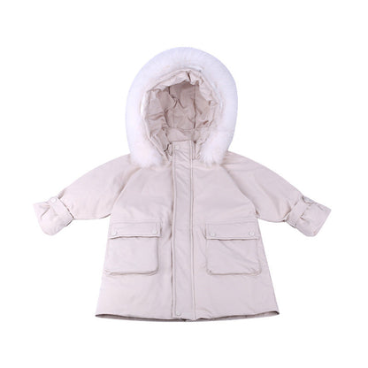 [Clearance Sale] Children's Winter Mid-Length Workwear Down Jacket Boys and Girls Baby Hooded Parka