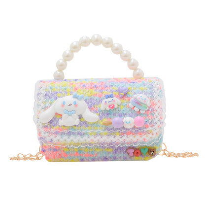 Fashion Pearl Handbag Children's Bag Simple Chain Girls Messenger Bag Beaded Mini Parent-child Shoulder Bag Wholesale 