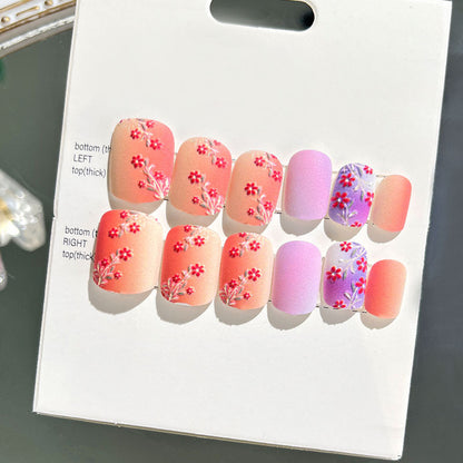 Wearable nail art finished nail pieces adult short bridal style embossed nude 2023 new nail stickers