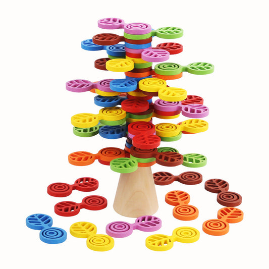 Children's wooden creative balance stacking tree layer by layer Arhat little man baby brain stacking high educational toy