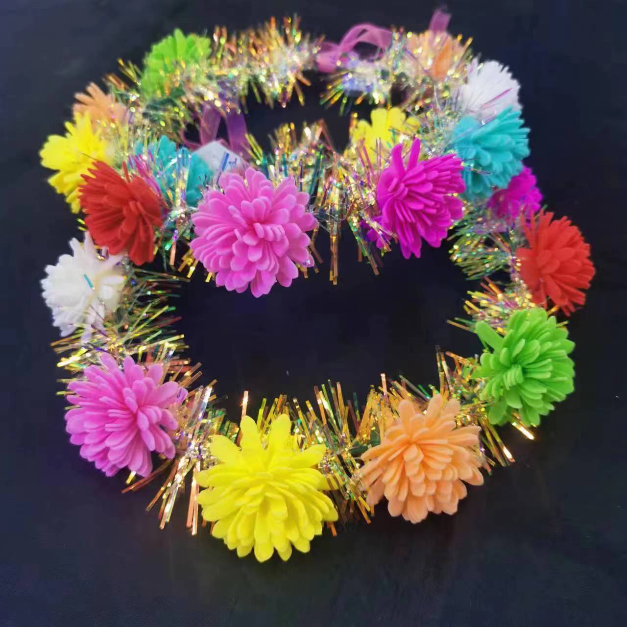 Luminous wreath headdress carnation head flower tourist attractions hot selling hair accessories headband night market stall supply batch