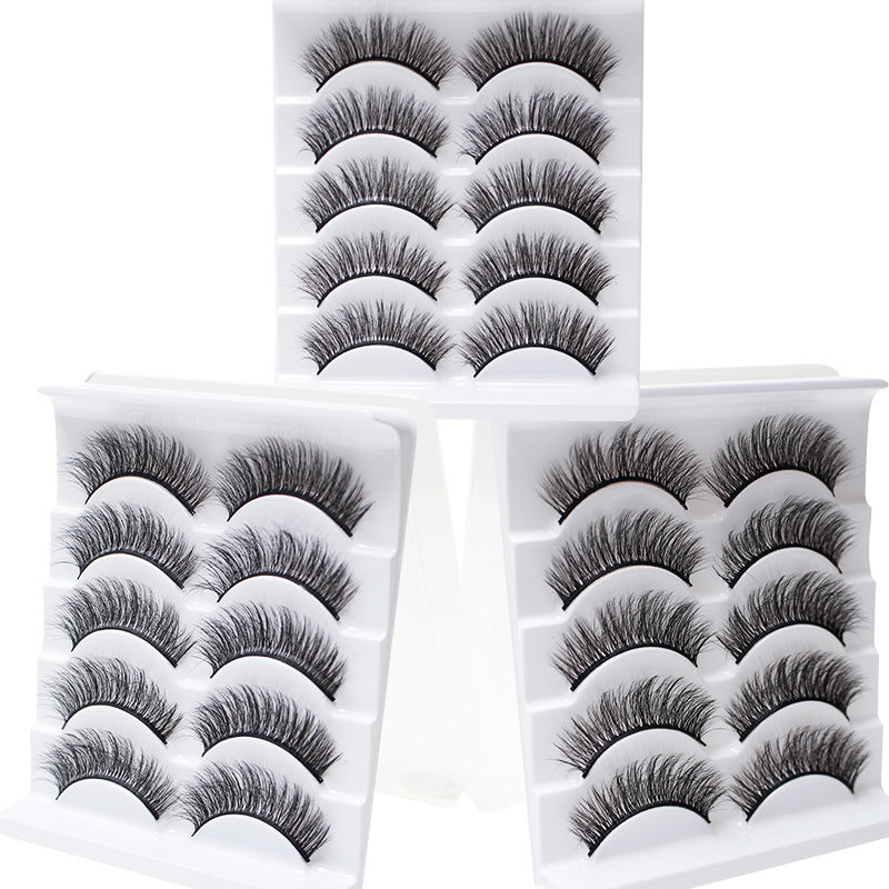 DINGSEN eyelash factory cross-border stable supply 5 pairs of 3D three-dimensional false eyelashes curling all-purpose eyelashes