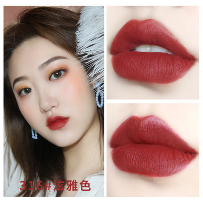 NOVO5266 fog velvet thin tube small gold bar lipstick ជាប់បានយូរ ផ្តល់សំណើមដល់បបូរមាត់ moisturizing matte Douyin same beauty makeup 