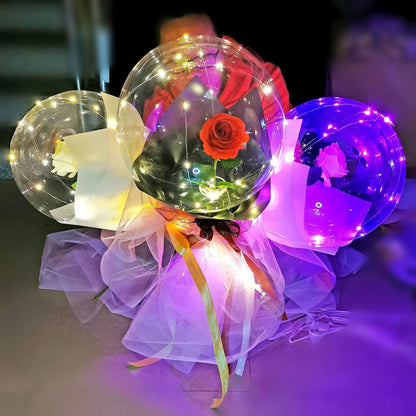 Rose flower ball luminous net red confession balloon wedding night market stall with light bouquet balloon wholesale