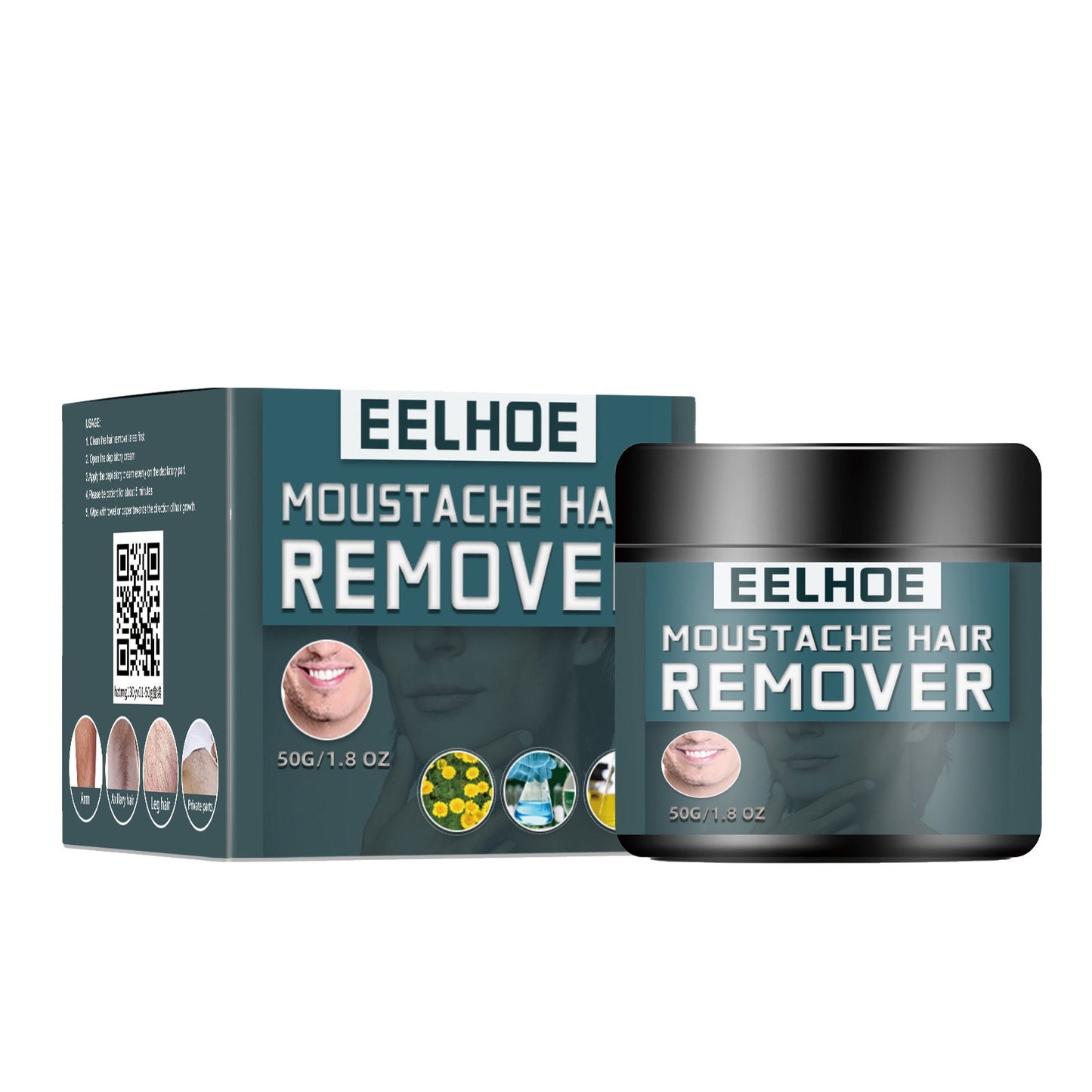 EELHOE men's hair removal cream cleanses the body without damaging the skin, facial beard, mild and non-irritating to armpits, leg hair and chest hair 