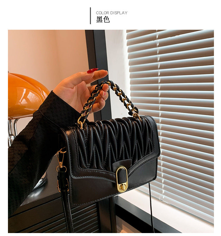 Korean fashion small bag for women 2024 autumn and winter new diamond chain bag personality simple small square bag messenger bag 