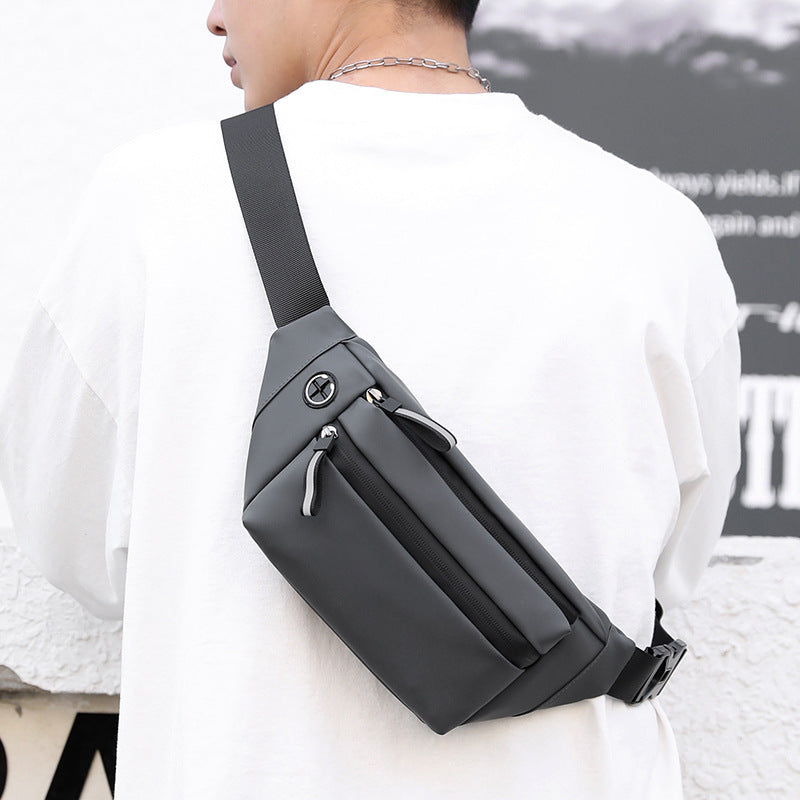 New Men's Waist Bag Leisure Water-Repellent Chest Bag Multi-layer Large Capacity Shoulder Bag Simple Solid Color Messenger Bag Wholesale 