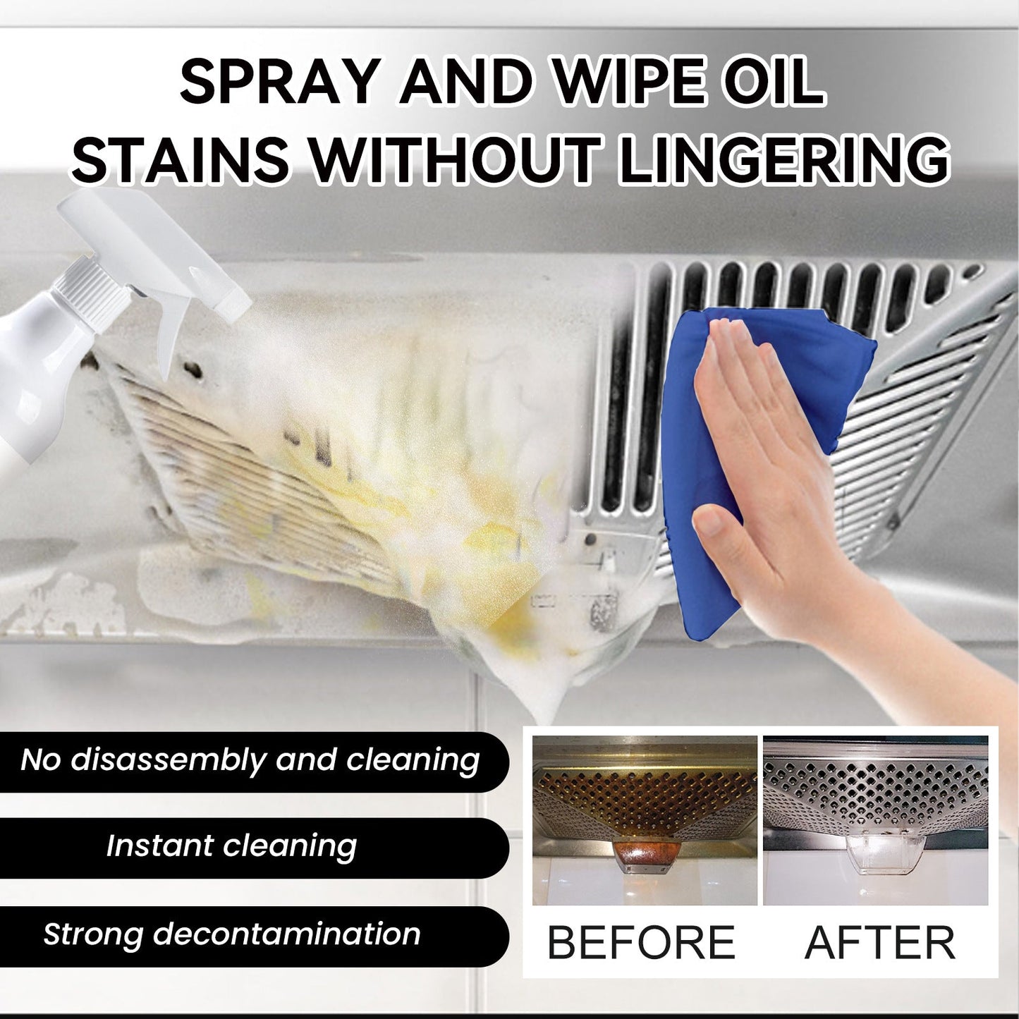 JUE-FISH heavy oil foam cleaner range hood kitchen stove wash basin grease remover grease net 