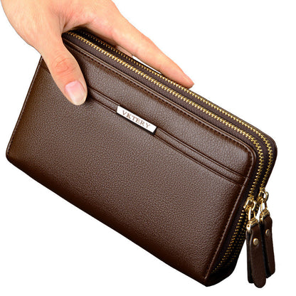 Wicoteri new style clutch bag double zipper large capacity handbag clip bag men's bag business bag