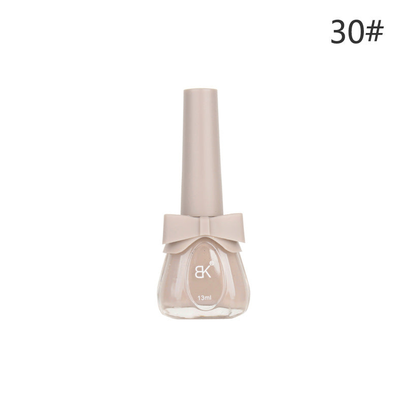 BK new bow seven-day water-based nail polish pure color free baking summer net red white macaron 13ml 