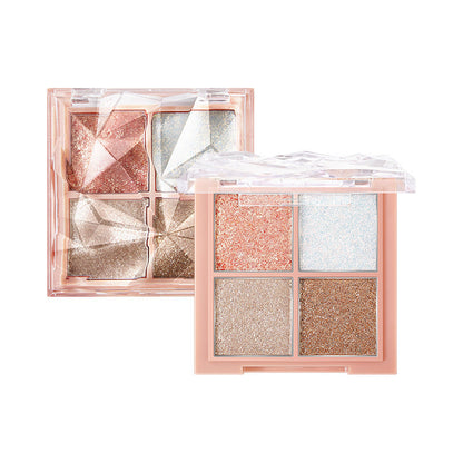 HOJO8103 Brilliant Star Diamond Four-color Eyeshadow Palette Pearlescent Glitter Sequins Student Daily Earth Color Eyeshadow