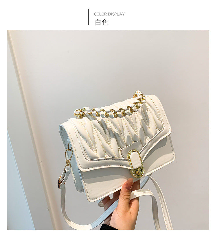 Korean fashion small bag for women 2024 autumn and winter new diamond chain bag personality simple small square bag messenger bag 