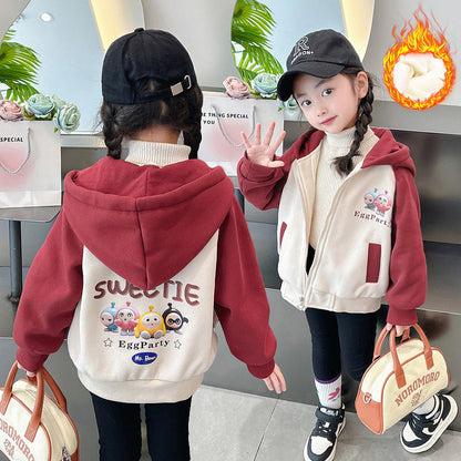 Boys and girls winter thickened fleece coat double-layer sunshine fleece egg zipper warm children kindergarten