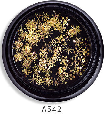 Zhifei nail accessories Christmas snowflake sequins mixed 9 metal snowflake computer chips colorful hollow metal sequins