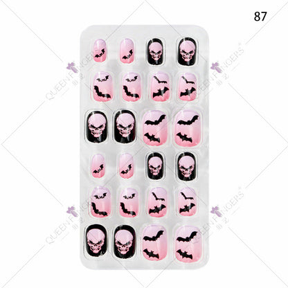 Zhifei nail art children's finished nail pieces 24 pieces flame cartoon bagged wearable finished nail art children's patches