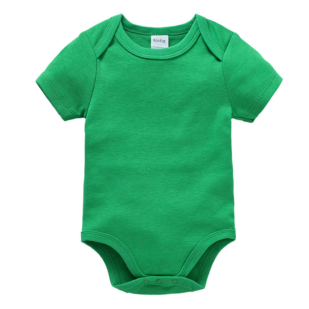 Bodysuit, plain cotton short-sleeved children's clothes, baby A-type boys and girls solid color triangle romper 