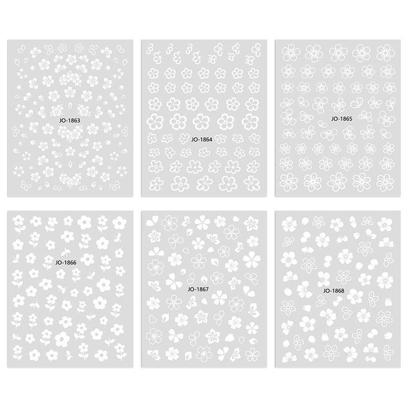 Nail stickers wholesale white flower ice flower stickers small white flower nail stickers waterproof with adhesive backing nail stickers