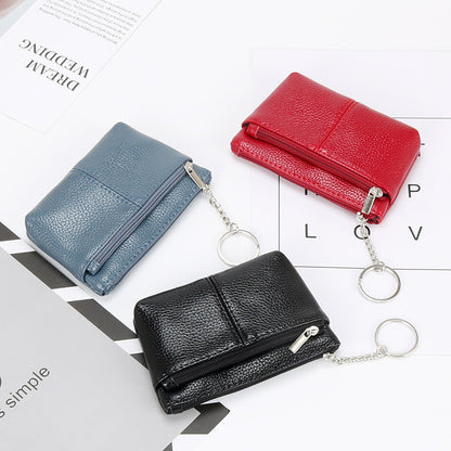 Genuine leather women's coin purse coin card holder short small handbag zipper key bag mini wallet wholesale 