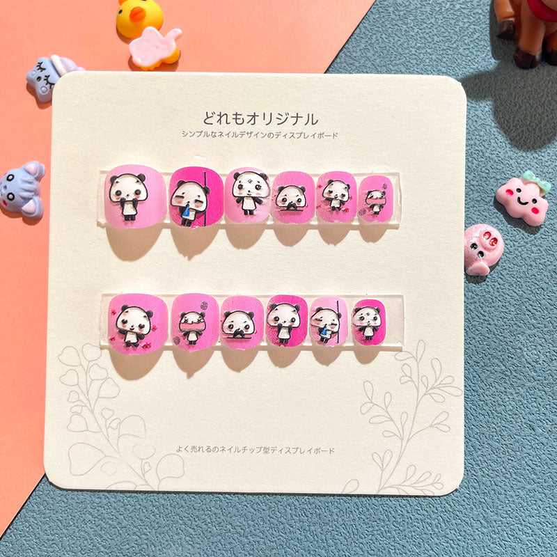 Children's nail stickers girls wear nails self-adhesive nail stickers cartoon cute princess false nail pieces embossed nail pieces