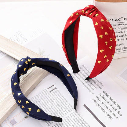 Cross-border simple hot stamping red small love hair cave wide edge hair knotted headband free shipping autumn and winter headband wholesale