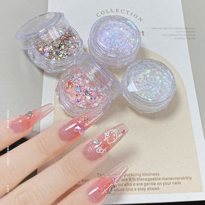 Nail art European foil laser glitter sequins material package flashing large sequins fantasy color mixed color thin nail decorations