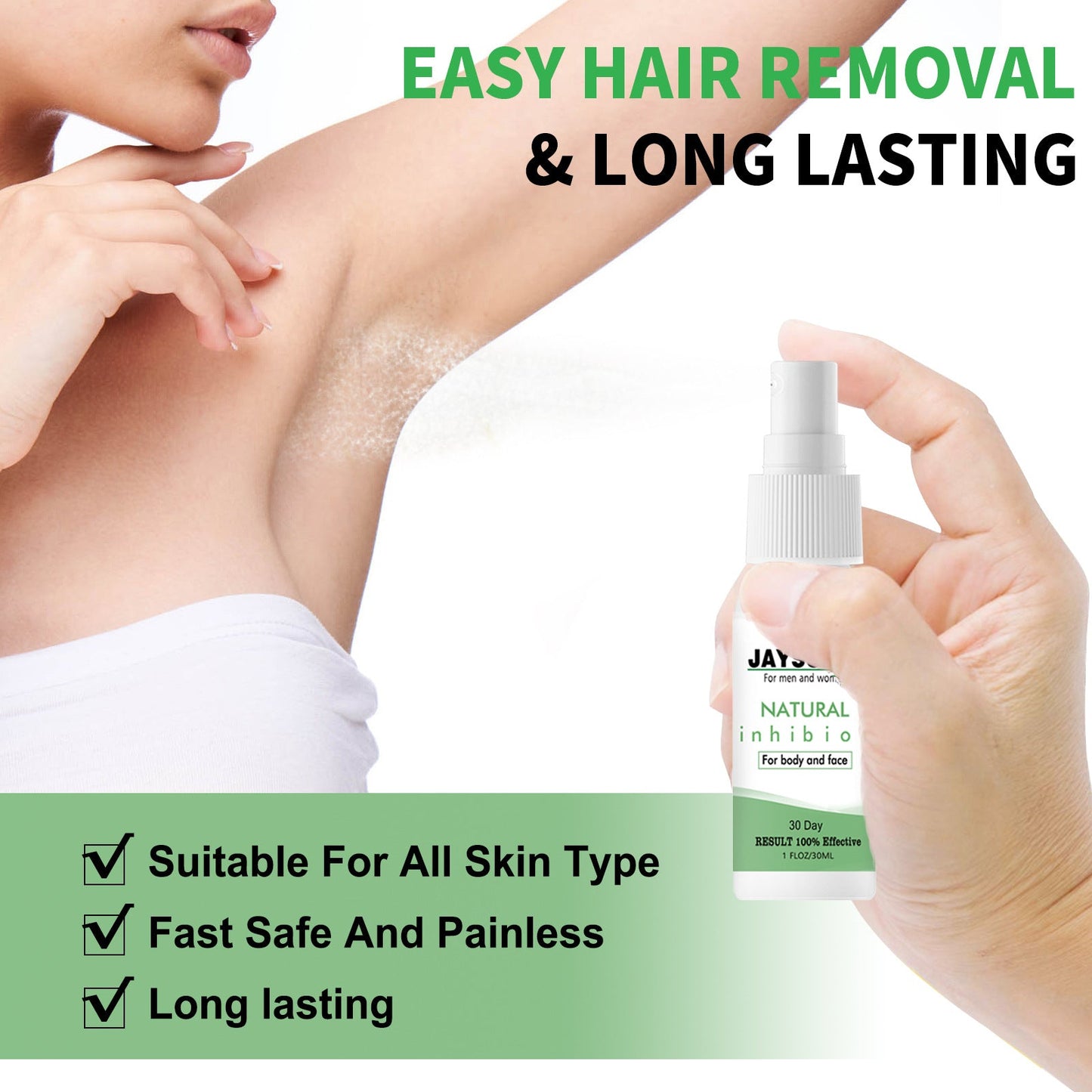 Jaysuing Hair Removal Spray ហ្វូម ក្លៀក ជើង សក់ ទន់ រលោង ស្រទន់ បាញ់សក់ លាងសំអាត 