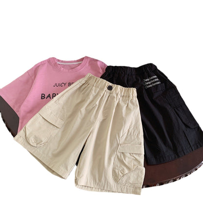 Children's casual pants Bangcheng 2024 summer new Korean version baby children's clothing embroidered letters boy shorts G0185