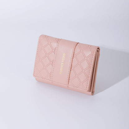 forever young wallet short women's high-end short tri-fold fashion pu coin purse diamond card bag 