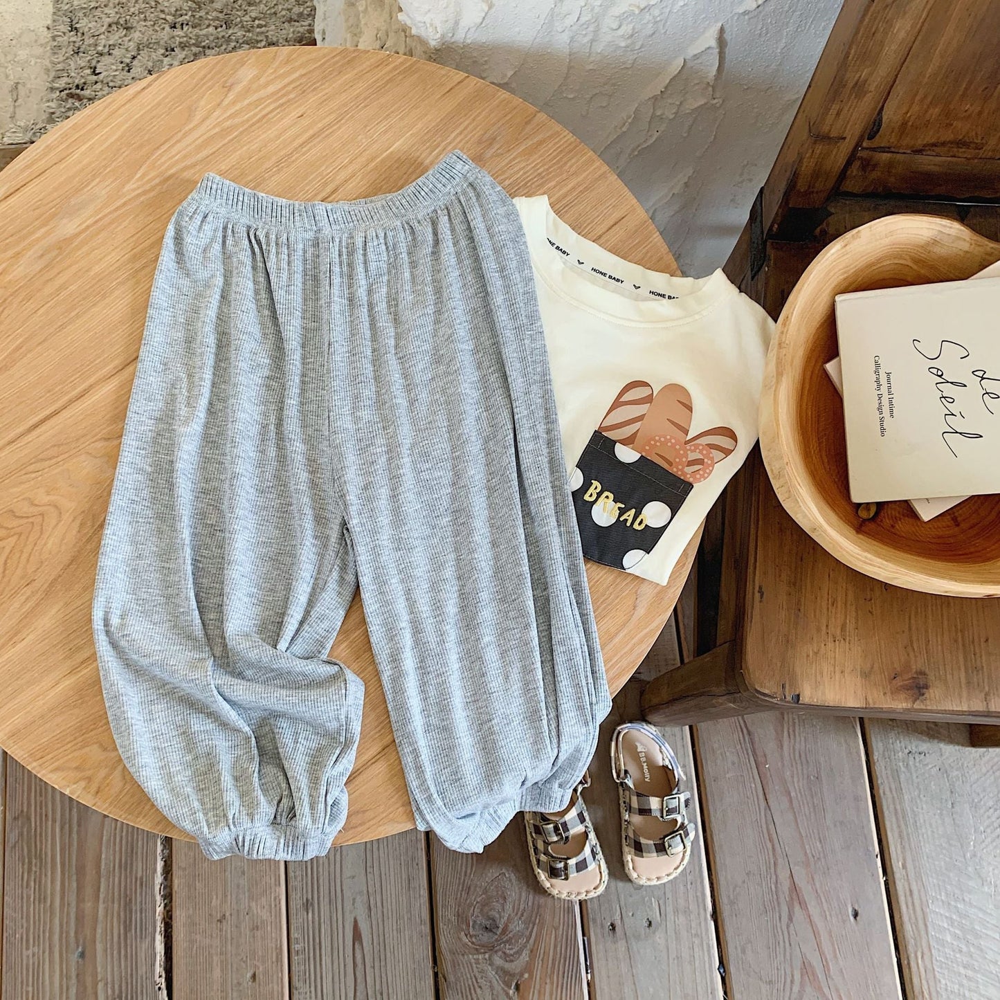 Children's anti-mosquito pants 2023 Bangcheng summer style boys and girls solid color anti-mosquito pants baby loose casual pants trendy F0117