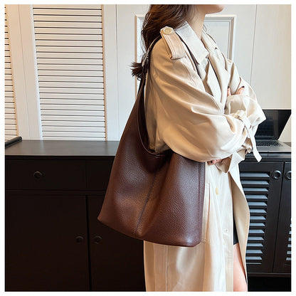 Cross-border casual soft surface large capacity bag for women 2024 new fashion one-shoulder underarm bag two-piece bucket bag 