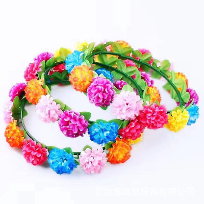 Forest children's luminous flash rattan garland super fairy headband bride flower headdress headband photo performance stall