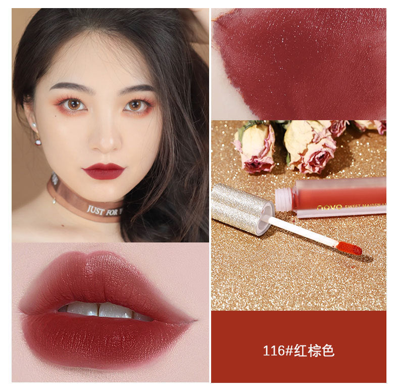 NOVO5351 soft matte texture love mist air lip glaze ក្រែមលាបមាត់ជាប់បានយូរ ពណ៌ non-stick cup lip mud លក់ដុំ