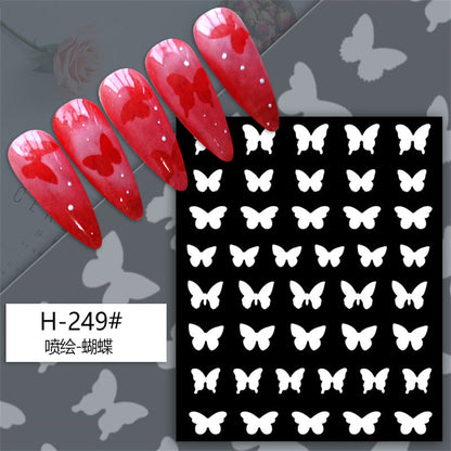 Japanese nail art spray painting stickers cross-border supply bear star French hollow love butterfly nail stickers wholesale